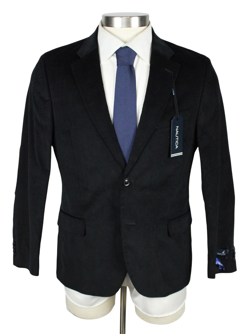 Nautica Sport Coat Mens 40 S Black Corduroy Modern Fit Active Stretch NAF481